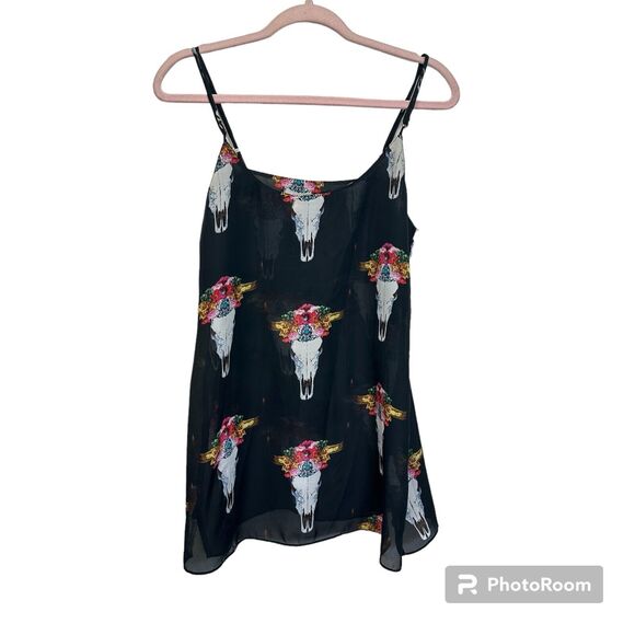Show Me Your‎ MuMu Estella Tank Top Womens Sz. S Southwestern Cow Print Sheer - Picture 2 of 6